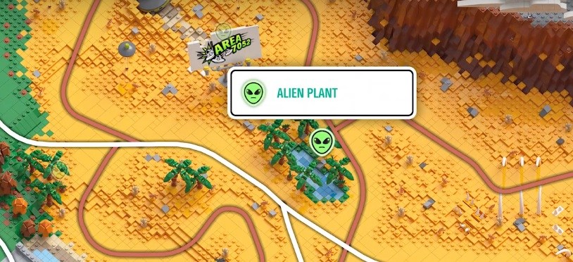 What an Alien Plant location looks like once it's discovered, highlighted in green. You'll be hoping to see all of them like this on your map.