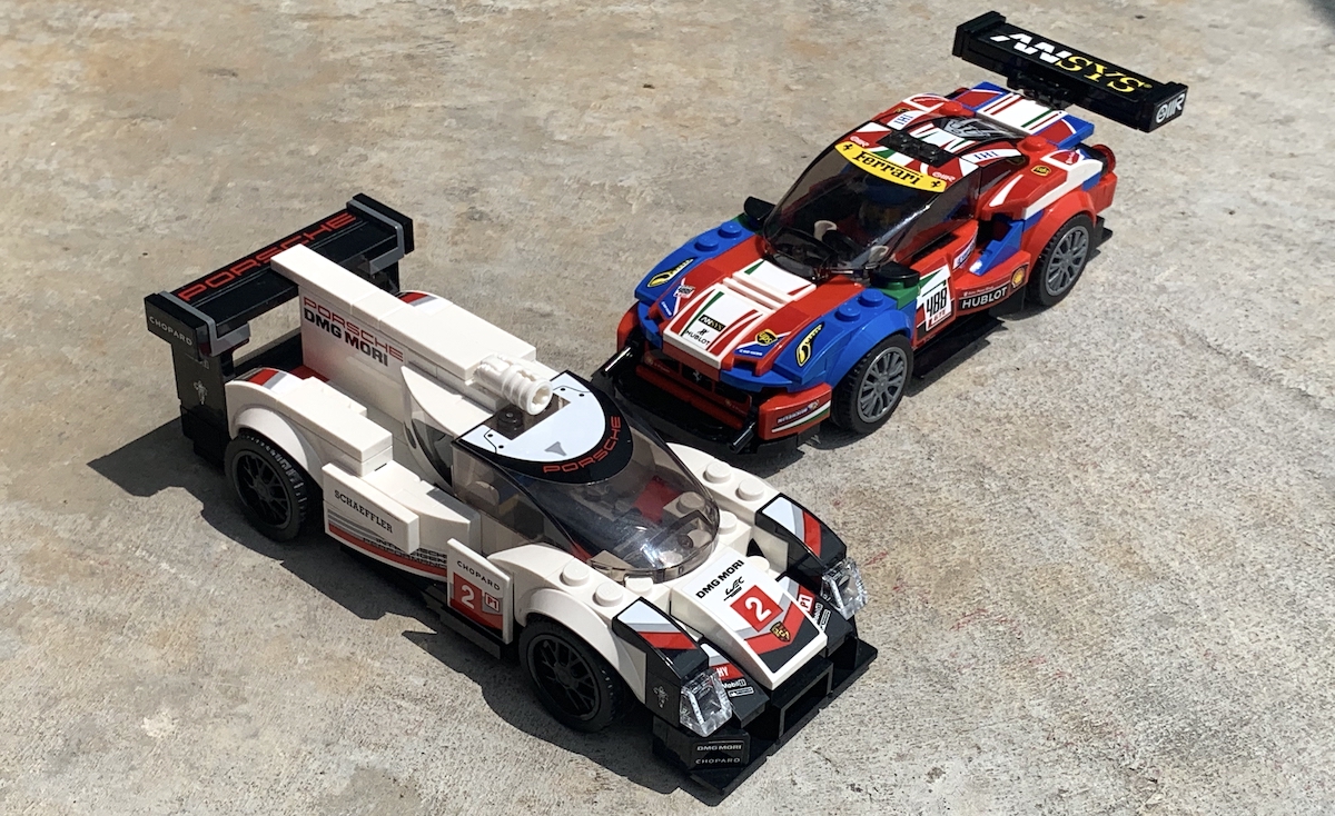 Two Le Mans winning Speed Champions models - the Porsche 919 Hybrid and the Ferrari 488 GTE. There might be a preview of a future review in this image...