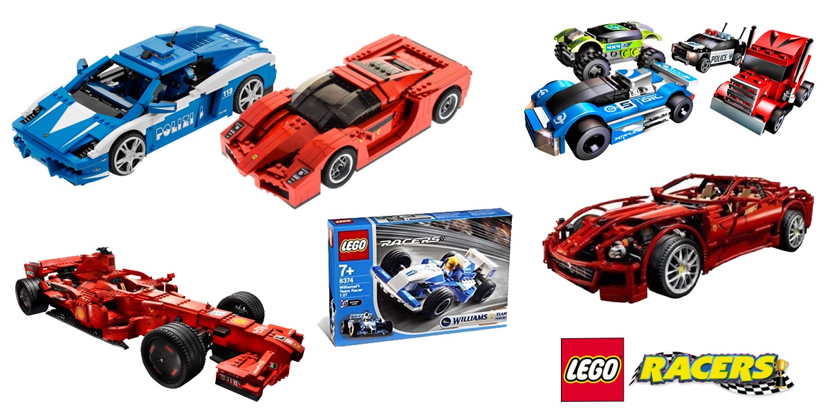 Some legendary (and not so legnedary) LEGO Racers sets, including the Ferrari Enzo, Williams F1 Team, Polizia Lamborghini LP560-4 and Ferrari 599 GTB.