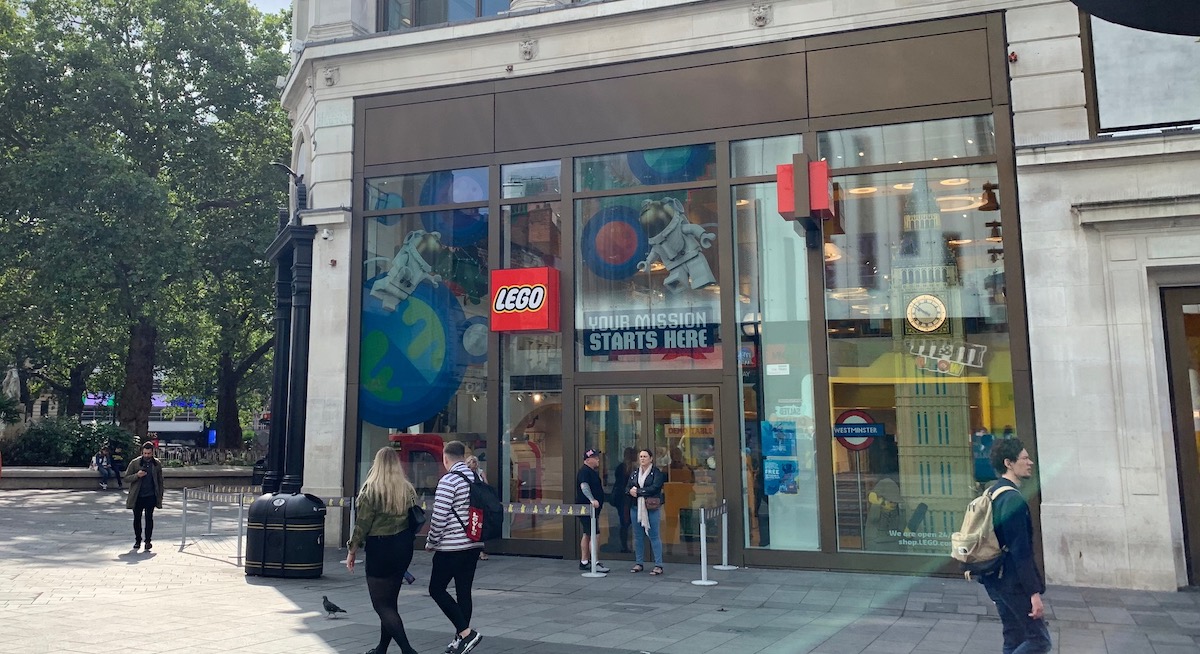 The LEGO Flagship store in Leicester Square, London, England. Early in the morning - don't expect this small a queue if you go there at a normal time.