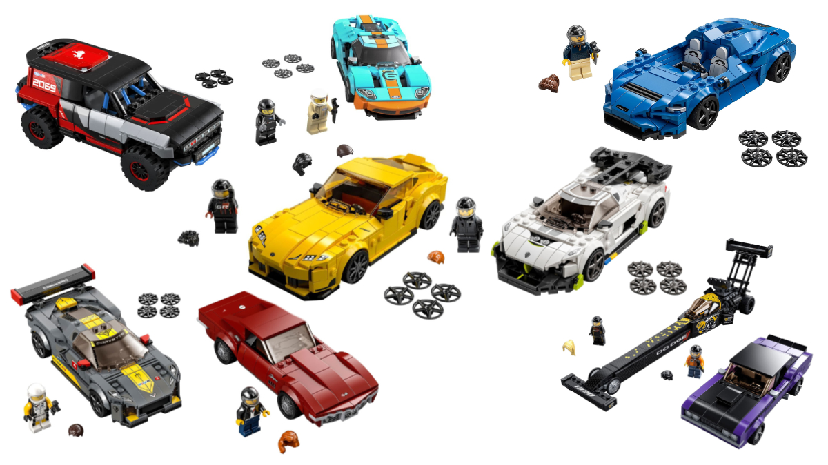 The 2021 LEGO Speed Champions relases, including Chevrolet, Dodge, Ford, Koenigsegg, McLaren and Toyota sets.