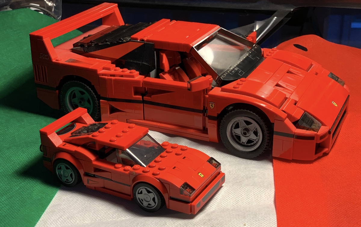 The LEGO Creator F40 (10248) alongside this set. It's an epic build and a great looking model. Both are recommended, and you can see how LEGO have scaled the design language of the original car across the two sets